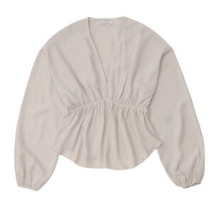 Abercrombie Faux Silk Puff Sleeve Top NWT